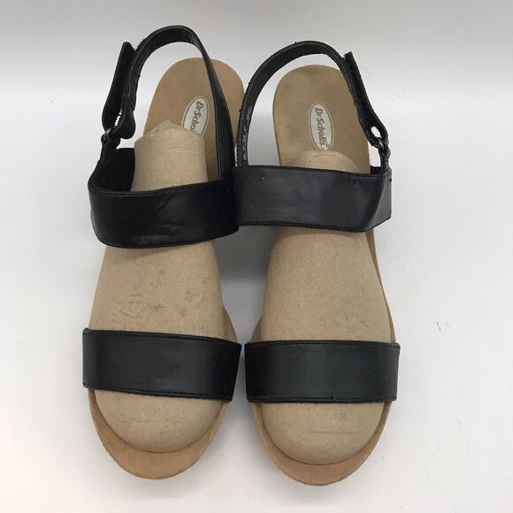 Dr. Scholl's Brazin Wedge Heel Sandals Women's 10M Black Vegan Slingback Shoes - Picture 5 of 9